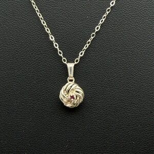 Sterling SIlver 925 Infinity Love Knot Pendant Red Stone Chain Necklace 18"